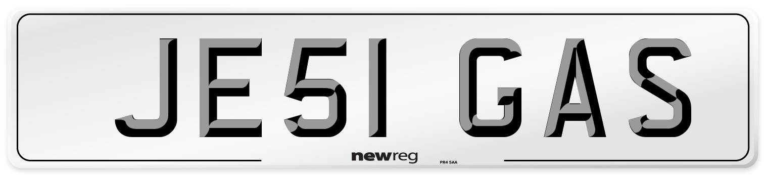 JE51 GAS Number Plate from New Reg
